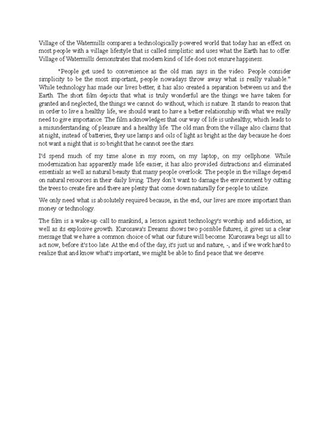 village of the watermills reflection|Reflection Paper to Village of water mills .
